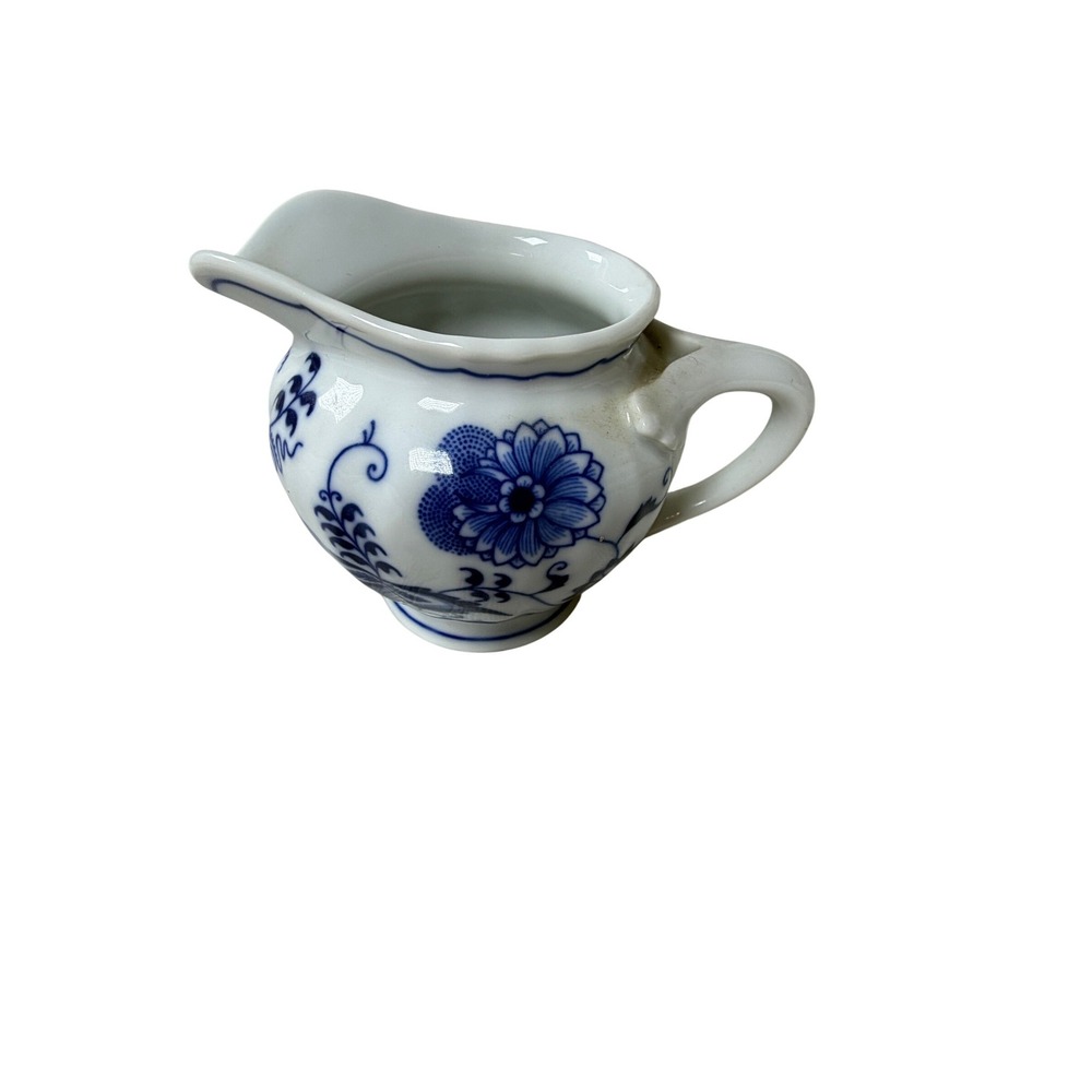 Blue Danube Japan Porcelain Creamer Blue Onion Floral Vintage White Blue